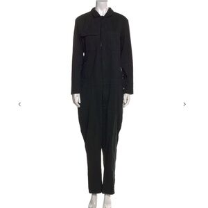 Oak + Fort Black Wide-Leg Cargo Boiler Jumpsuit One-Piece - Size Medium